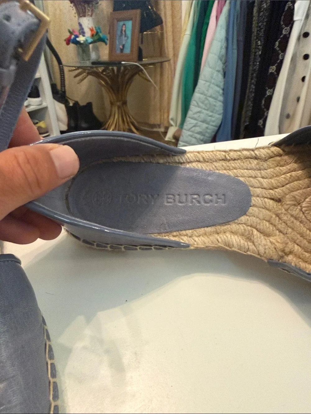 Tory Burch Periwinke Leather Espadrille Ankle-Strap Flats
